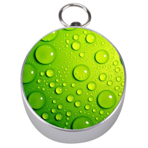 Green Water Drops Silver Compass from ArtsNow.com Front