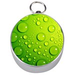 Green Water Drops Silver Compass