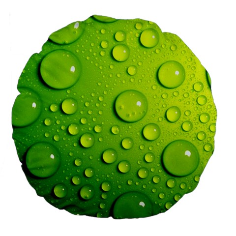 Green Water Drops Large 18  Premium Flano Round Cushion  from ArtsNow.com Back