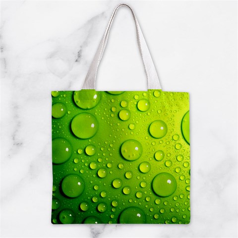 Green Water Drops Zipper Grocery Tote Bag from ArtsNow.com Front