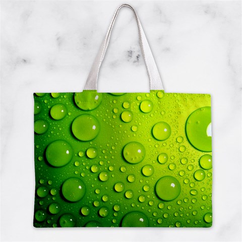 Green Water Drops Zipper Mini Tote Bag from ArtsNow.com Front