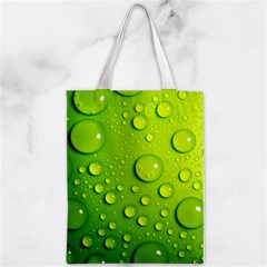 Green Water Drops Zipper Classic Tote Bag from ArtsNow.com Front