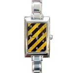 Black And Yellow Caution Rectangle Italian Charm Watch