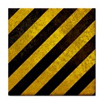 Black And Yellow Caution Tile Coaster