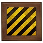 Black And Yellow Caution Framed Tile