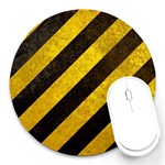 Black And Yellow Caution Round Mousepad