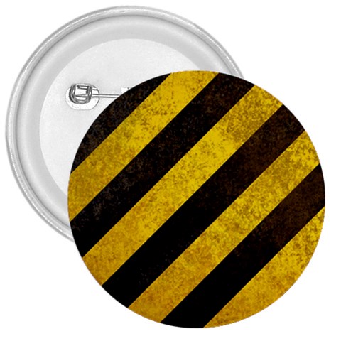 Black And Yellow Caution 3  Button from ArtsNow.com Front