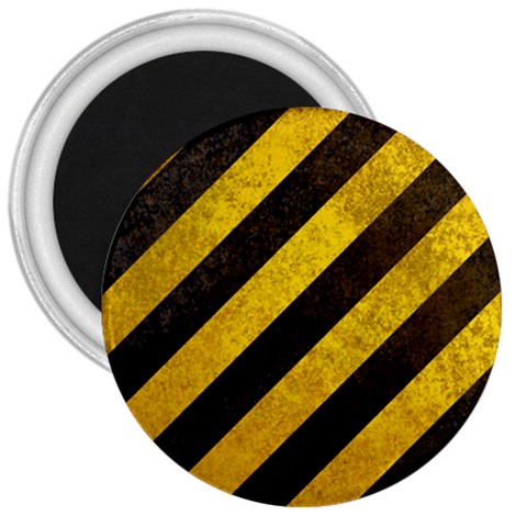 Black And Yellow Caution 3  Magnet from ArtsNow.com Front