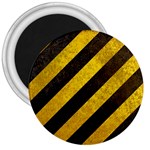 Black And Yellow Caution 3  Magnet