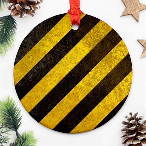 Black And Yellow Caution Ornament (Round) from ArtsNow.com Front