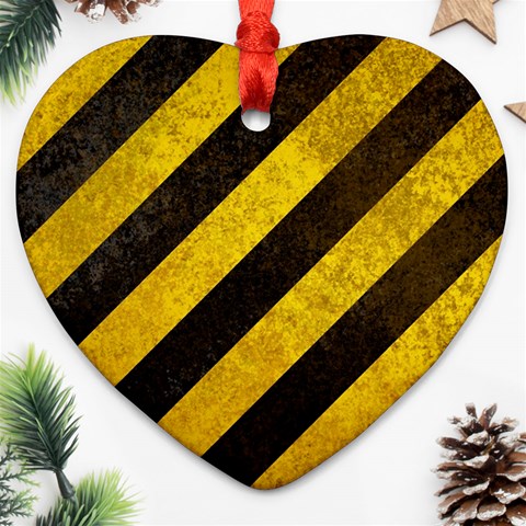 Black And Yellow Caution Ornament (Heart) from ArtsNow.com Front