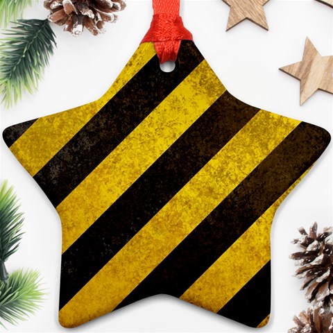 Black And Yellow Caution Ornament (Star) from ArtsNow.com Front