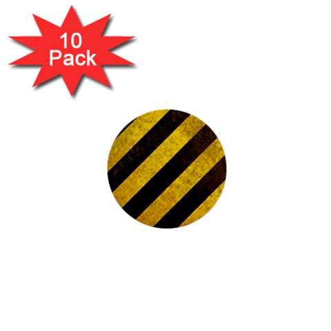 Black And Yellow Caution 1  Mini Button (10 pack)  from ArtsNow.com Front