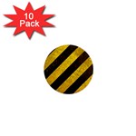 Black And Yellow Caution 1  Mini Button (10 pack) 