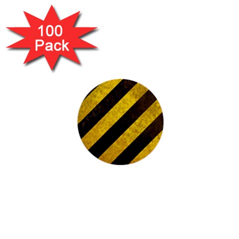 Black And Yellow Caution 1  Mini Button (100 pack)  from ArtsNow.com Front