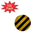 Black And Yellow Caution 1  Mini Button (100 pack) 