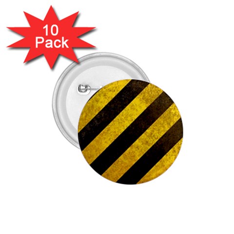 Black And Yellow Caution 1.75  Button (10 pack)  from ArtsNow.com Front