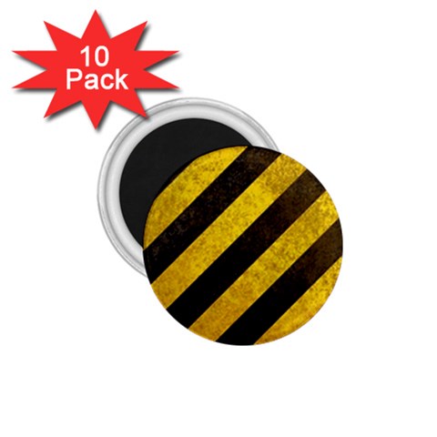 Black And Yellow Caution 1.75  Magnet (10 pack)  from ArtsNow.com Front