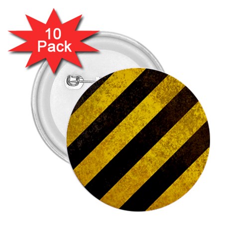 Black And Yellow Caution 2.25  Button (10 pack) from ArtsNow.com Front