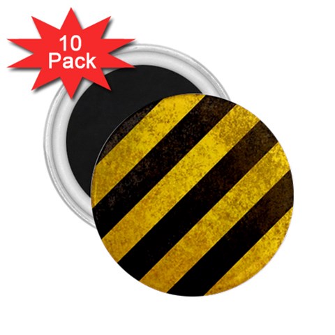 Black And Yellow Caution 2.25  Magnet (10 pack) from ArtsNow.com Front