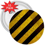 Black And Yellow Caution 3  Button (10 pack)