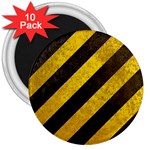 Black And Yellow Caution 3  Magnet (10 pack)