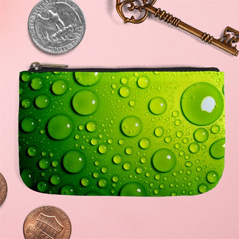 Green Water Drops Large Coin Purse from ArtsNow.com Front