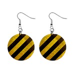 Black And Yellow Caution 1  Button Earrings