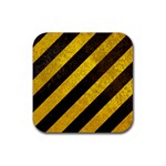 Black And Yellow Caution Rubber Coaster (Square)