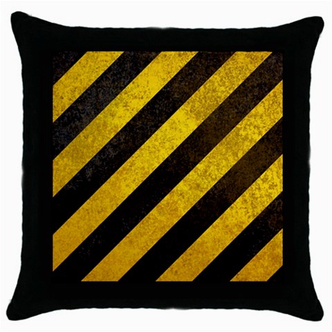 Black And Yellow Caution Throw Pillow Case (Black) from ArtsNow.com Front