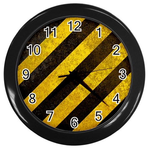 Black And Yellow Caution Wall Clock (Black) from ArtsNow.com Front