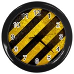 Black And Yellow Caution Wall Clock (Black)