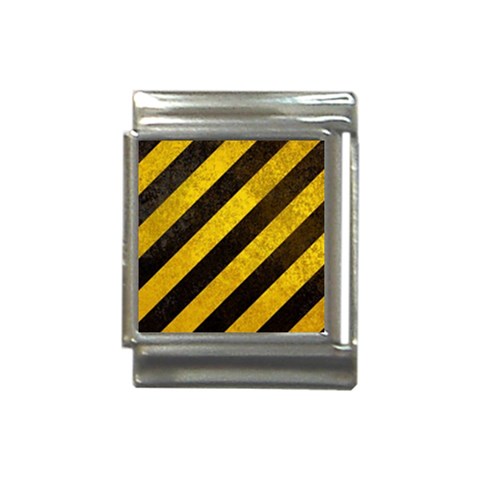 Black And Yellow Caution Italian Charm (13mm) from ArtsNow.com Front