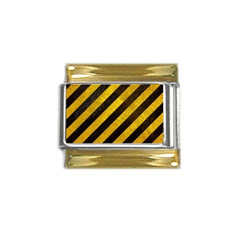 Black And Yellow Caution Gold Trim Italian Charm (9mm) from ArtsNow.com Front