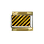 Black And Yellow Caution Gold Trim Italian Charm (9mm)