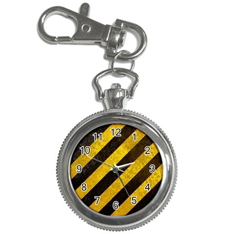 Black And Yellow Caution Key Chain Watch from ArtsNow.com Front