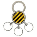 Black And Yellow Caution 3-Ring Key Chain