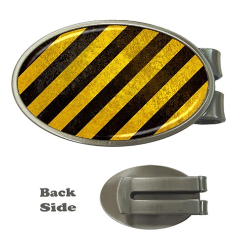 Black And Yellow Caution Money Clip (Oval) from ArtsNow.com Front