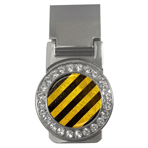 Black And Yellow Caution Money Clip (CZ) from ArtsNow.com Front