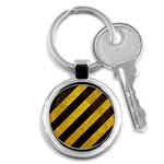 Black And Yellow Caution Key Chain (Round)