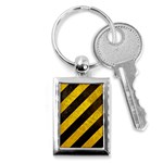 Black And Yellow Caution Key Chain (Rectangle)