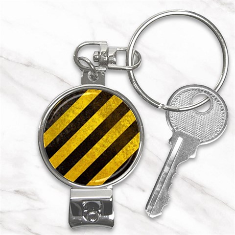 Black And Yellow Caution Nail Clippers Key Chain from ArtsNow.com Front