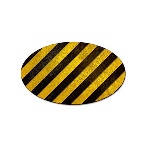 Black And Yellow Caution Sticker (Oval) from ArtsNow.com Front