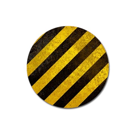 Black And Yellow Caution Magnet 3  (Round) from ArtsNow.com Front