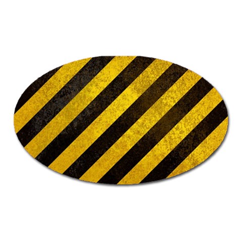 Black And Yellow Caution Magnet (Oval) from ArtsNow.com Front