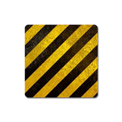 Black And Yellow Caution Magnet (Square) from ArtsNow.com Front