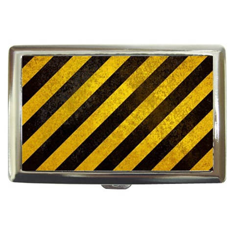 Black And Yellow Caution Cigarette Money Case from ArtsNow.com Front