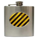 Black And Yellow Caution Hip Flask (6 oz)