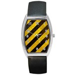 Black And Yellow Caution Barrel Style Metal Watch