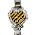 Black And Yellow Caution Heart Italian Charm Watch